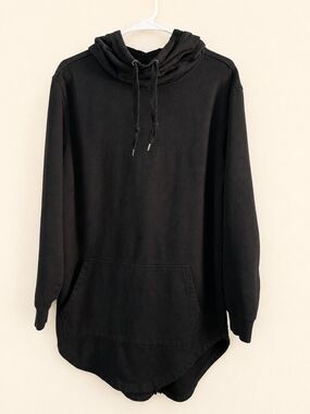 Long Bleecker & Mercer Black Hooded Pullover Sweatshirt W/  Back Zipper